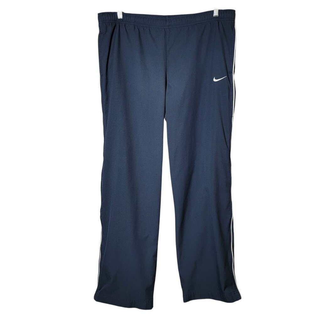 VTG Nike Mens Blue 90s 2000s Y2K Side Zip Drawstring Swoosh Track Pants Large